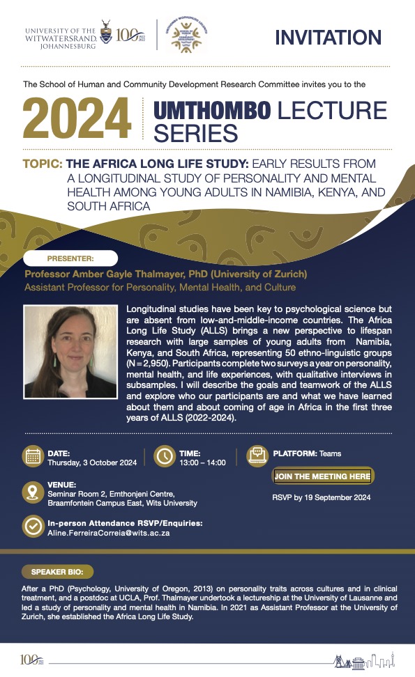 Umthombo Lecture series_Prof. Umthombo lecture - Prof. Amber Gayle Thalmaye